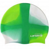 Шапочка плавательная Larsen Swim MC49, силикон, зеленый/белый 