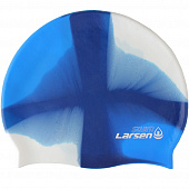 Шапочка плавательная Larsen Swim MC49, силикон, синий/белый 